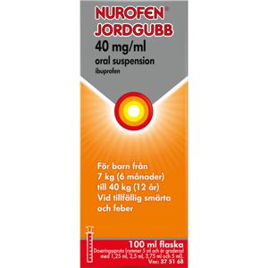 Nurofen Jordgubb, oral suspension 40 mg/ml, 100 ml produkt bild