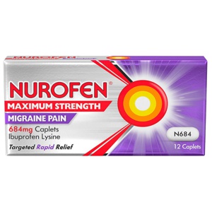 Nurofen Migraine Pain Maximum Strength 684mg Caplets Pack of 12 product image