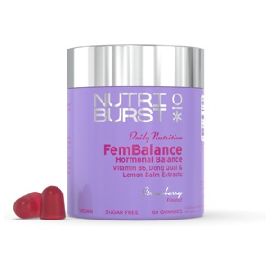 Nutriburst Fembalance Hormonal Balance Gummies – Vitamin B6, Dong Quai & Lemon Balm – 60 Strawberry Flavour Gummies product image