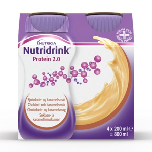 Nutridrink 2 kcal næringsdrikk karamell og sjokolade 4x200 ml produktbilde