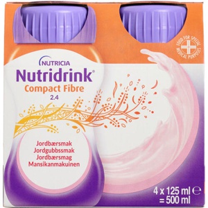 Nutridrink Compact Fibre Jordbær - 4 x 125 ml. produktbillede
