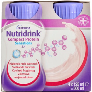 Nutridrink Compact Protein Sensations Cool Rød Frugtsmag 4 x 125 ml produktbillede