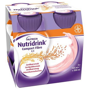 Nutridrink Compact Fibre drickfärdigt Jordgubb 4x125ml produkt bild