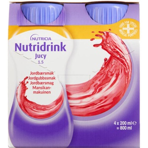Nutridrink Jucy Jordbær 4 x 200 ml produktbillede