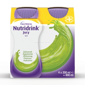 Nutridrink Jucy Næringsdrikk, Eple, 4x200 ml produktbilde