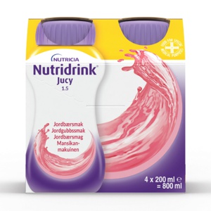 Nutridrink Jucy næringsdrikk jordbær 4x200 ml produktbilde