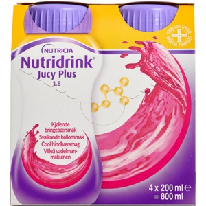 Nutridrink Jucy Plus Cool Hindbær 4 x 200 ml produktbillede