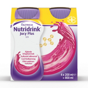 Nutridrink Jucy Plus næringsdrikk kjølende bringebær 4x200 ml produktbilde