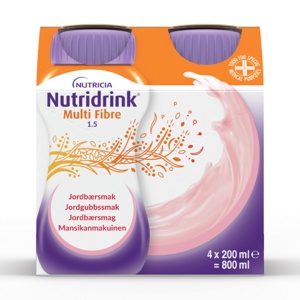 Nutridrink Multi Fibre jordbær 4x200 ml produktbilde