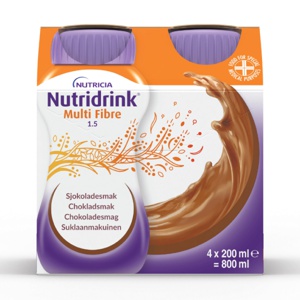 Nutridrink Multi Fibre Næringsdrikk, Sjokolade, 4x200 ml produktbilde