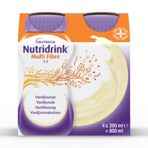 Nutridrink Multi Fibre Næringsdrikk, Vanilje, 4x200 ml produktbilde