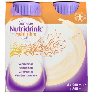 Nutridrink Multi Fibre Vanilje 4 x 200 ml produktbillede