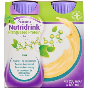Nutridrink Plantebaseret Protein 2.0 Ananas-Kokos 4 x 200 ml produktbillede