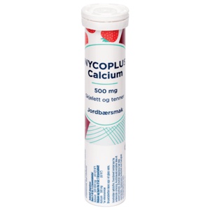 Nycoplus Calcium 500 mg brusetabletter jordbærsmak 20 stk produktbilde