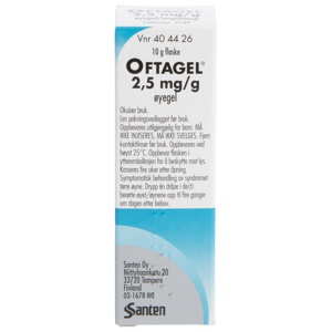 Oftagel 2,5 mg/g øyegel 10 g produktbilde