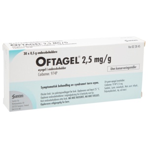 Oftagel 2,5 mg/ml øyegel endosebeholder 30x0,5 g produktbilde