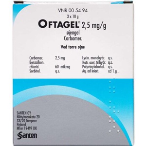 Oftagel Øjengel 2,5 mg/g - 3 x 10 g produktbillede