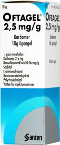 Oftagel, ögongel 2,5 mg/g, 10 g produkt bild