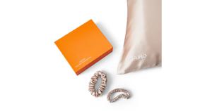 OHAIRO Pure Silk Pillow Case Set 1 Pillowcase + 2 Silk Scrunchies Black produkt bild