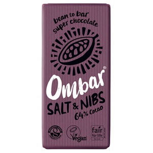 Ombar Bar Økologisk 70 g   Salt & Kakaonibs 64% Kakao produktbillede