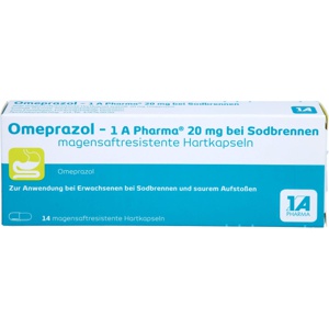 OMEPRAZOL-1A Pharma 20 mg bei Sodbrennen HKM Produktbild