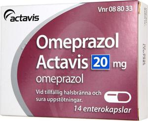 Omeprazol Actavis, enterokapsel, hård 20 mg 14 st produkt bild