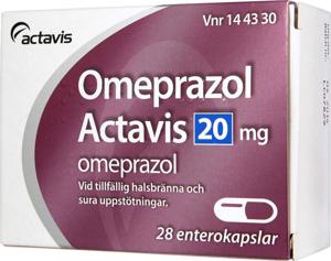 Omeprazol Actavis, enterokapsel, hård 20 mg 28 st