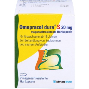 OMEPRAZOL dura S 20 mg magensaftresist.Hartkapseln Produktbild