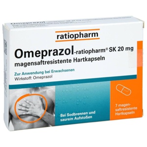 OMEPRAZOL-ratiopharm SK 20 mg magensaftr.Hartkaps. Produktbild