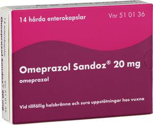 Omeprazol Sandoz enterokapsel 20 mg 14 st produkt bild