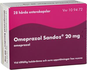 Omeprazol Sandoz, enterokapsel, hård 20 mg 28 st produkt bild
