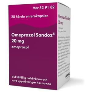 Omeprazol Sandoz 20 mg Omeprazol, enterokapsel, hård, 28 st produkt bild