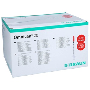 OMNICAN Insulinspr.0,5 ml U40 m.Kan.0,30x8 mm ein. Produktbild