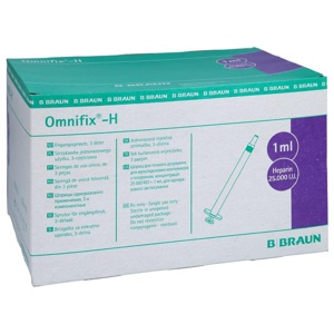 Omnifix Heparin 25.000I.E. latexfrei Spritzen, 100X1 ml Spritzen Produktbild