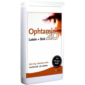Ophtamin 20 Lutein + Sink 600 mg Tabletter 360 stk produktbilde