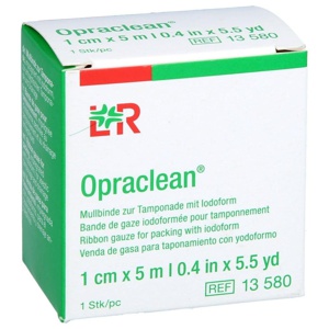 OPRACLEAN Mullbinde z.Tampon.m.Jodoform 1 cmx5 m Produktbild
