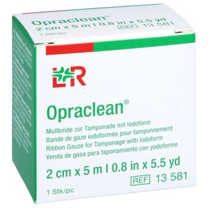 OPRACLEAN Mullbinde z.Tampon.m.Jodoform 2 cmx5 m Produktbild