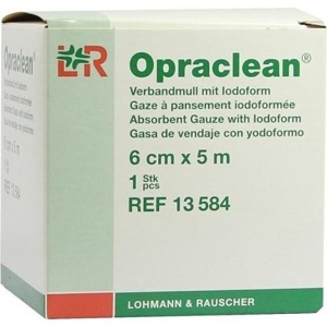 OPRACLEAN Verbandmull m.Jodoform 6 cmx5 m Produktbild