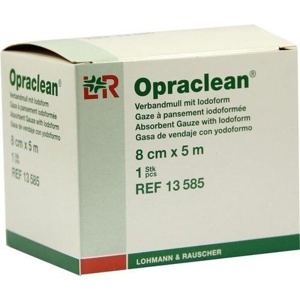 OPRACLEAN Verbandmull m.Jodoform 8 cmx5 m Produktbild