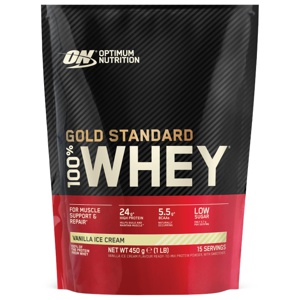 Optimum Nutrition 100% Whey GOLD Standard Whey, Vanilla Ice Cream, 450 g produktbilde