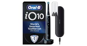 Oral-B iO 10 Eltandborste Cosmic Black, 1 tandborsthuvud, 1 laddningsbart resefodral, Designed by Braun produkt bild