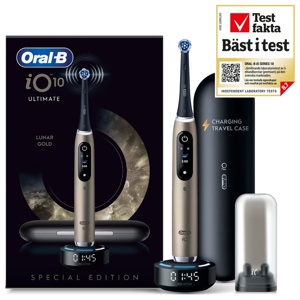 Oral-B iO10 Eltandborste Lunar Gold 1 tandborsthuvud, 1 resefodral för laddning, 1 refillhållare produkt bild