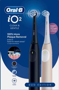 Oral-B iO2 Eltandborste Duo-pack, Svart och Rosa, 2 tandborsthuvuden, resefodral produkt bild