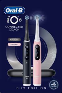 Oral-B iO6 Eltandborste, Duo-pack, Svart och Rosa, 3 tandborsthuvuden, resefodral produkt bild