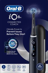 Oral-B iO6 Eltandborste, Svart, 2 tandborsthuvuden, resefodral, hållare till borsthuvud produkt bild