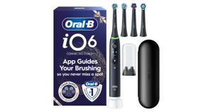 Oral-B iO6 Eltandborste Svart Giftset med 4 Tandborsthuvuden + Resefodral produkt bild