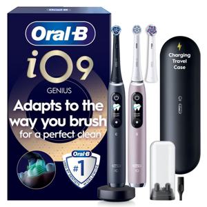 Oral-B iO9 Eltandborstar Duo-pack Svart och Rosa 3 Tandborsthuvuden & 1 Resefodral med laddare produkt bild
