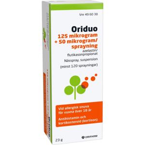 Oriduo, nässpray, suspension 125 mikrogram + 50 mikrogram/sprayning, 25 ml produkt bild