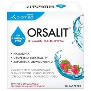 Orsalit suukaudse lahuse pulber vaarikamaitseline n10 toote pilt