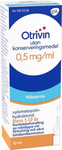 Otrivin utan konserveringsmedel, nässpray, lösning 0,5 mg/ml, 10 ml produkt bild